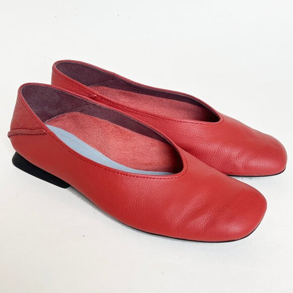 Camper Casi Myra Ballet Flats Red Leather Shoes Slip on Black 36 6 Comfortable - Picture 1 of 10